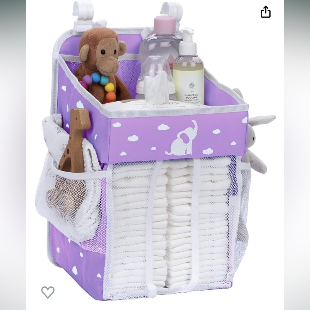 Diaper caddy sold by cradlestar purple and white